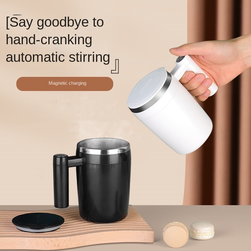 USB Rechargeable Heating Self Stirring Auto Mixing Tea Coffee Cup Mug Warmer  with Lid