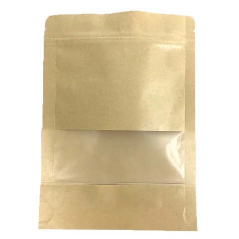 Bakery Food Printed Brown Kraft Bread Packaging Paper Bags With Plastic Window