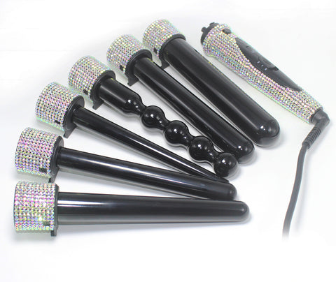 OMG Crystal Rhinestone hair curling iron bigoudi rizador de pelo cabello lockenstab set profesional modeladores cabelo cachos