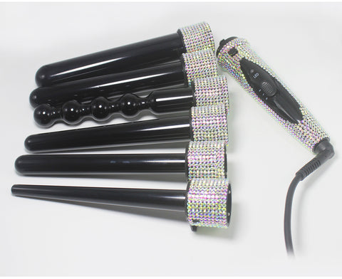 OMG Crystal Rhinestone hair curling iron bigoudi rizador de pelo cabello lockenstab set profesional modeladores cabelo cachos