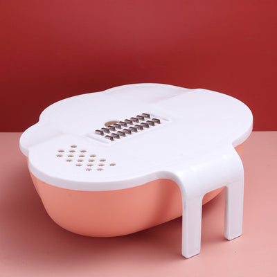 New Kitchen Multi-function Vegetable Shredder Household Washing Vegetables And Fruits Two-in-one Drain Basket Washing Basin