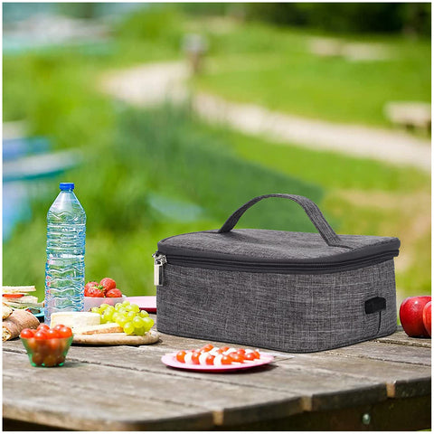 Portable Food Warmer Food Heater,Lunch Box,Portable Oven,Heated Lunch Boxes,Electric Lunch Box,Mini Oven Personal Microwave Tote Prepared Meals Reheat & Raw Food Slow Cooker,Grey,1pcs