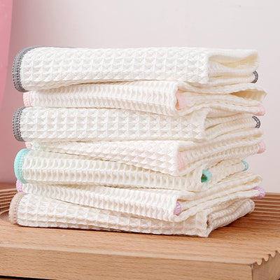 5pcs set Weave Kitchen Dish Cloths Ultra Soft Absorbent Quick Drying Dish Towel Non-woven Fabric Cleaning Cloth Honeycomb Wipe Rag