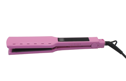 Wide board hair straightener light pink dual-use volume straight electric splint vibration function digital screen MCH heating body does not hurt hair ™