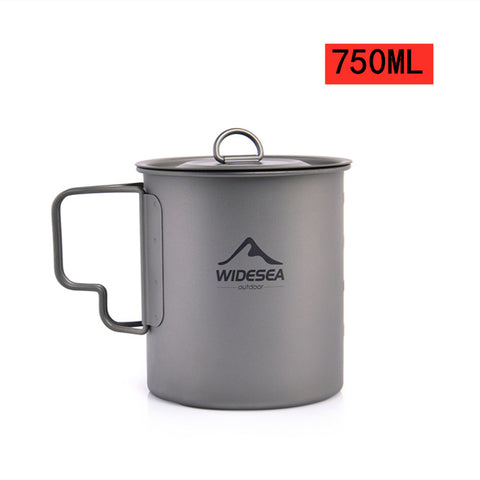 Outdoor Coffee Tea Holder Ultralight Foldable Handle Picnic Water Cup Camping Mug Mug Pots Titanium Tableware