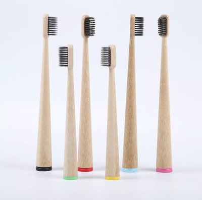 2022 new bamboo toothbrush extra soft slim charcoal Conical bamboo toothbrush 3pcs set