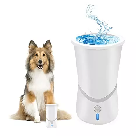 Automatic Dog Paw Cleaner, USB Rechargeable Dog Paw Washer Portable Electric Pet Cleaning Washer Cup 360 Silicone Brush Washer