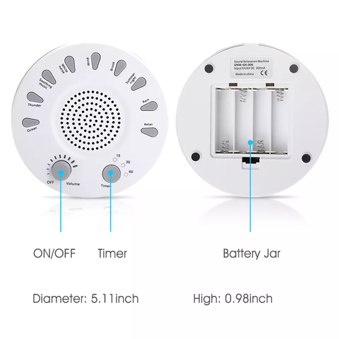 High Fidelity Mini Potable Relaxed Battery Cover Timer Sleeping Hatch Baby Rest Sound White Noise Machine